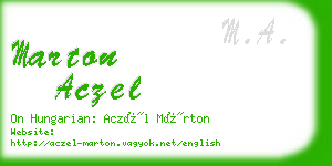 marton aczel business card
